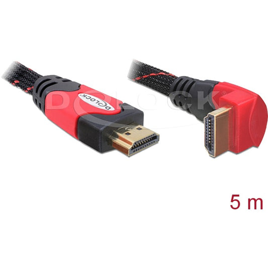 DeLOCK High Speed Kabel HDMI A (Stecker) > HDMI A (Stecker, gewinkelt) 4K (schwarz, 5 Meter)