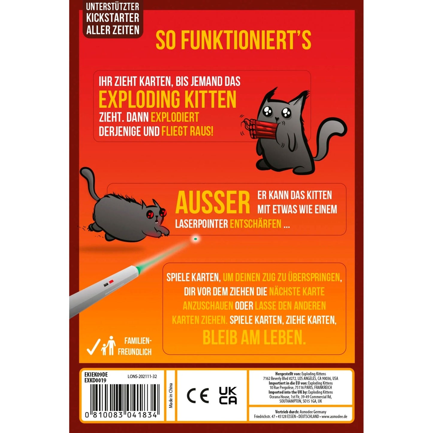 Asmodee Exploding Kittens - 2-Spieler-Edition, Kartenspiel