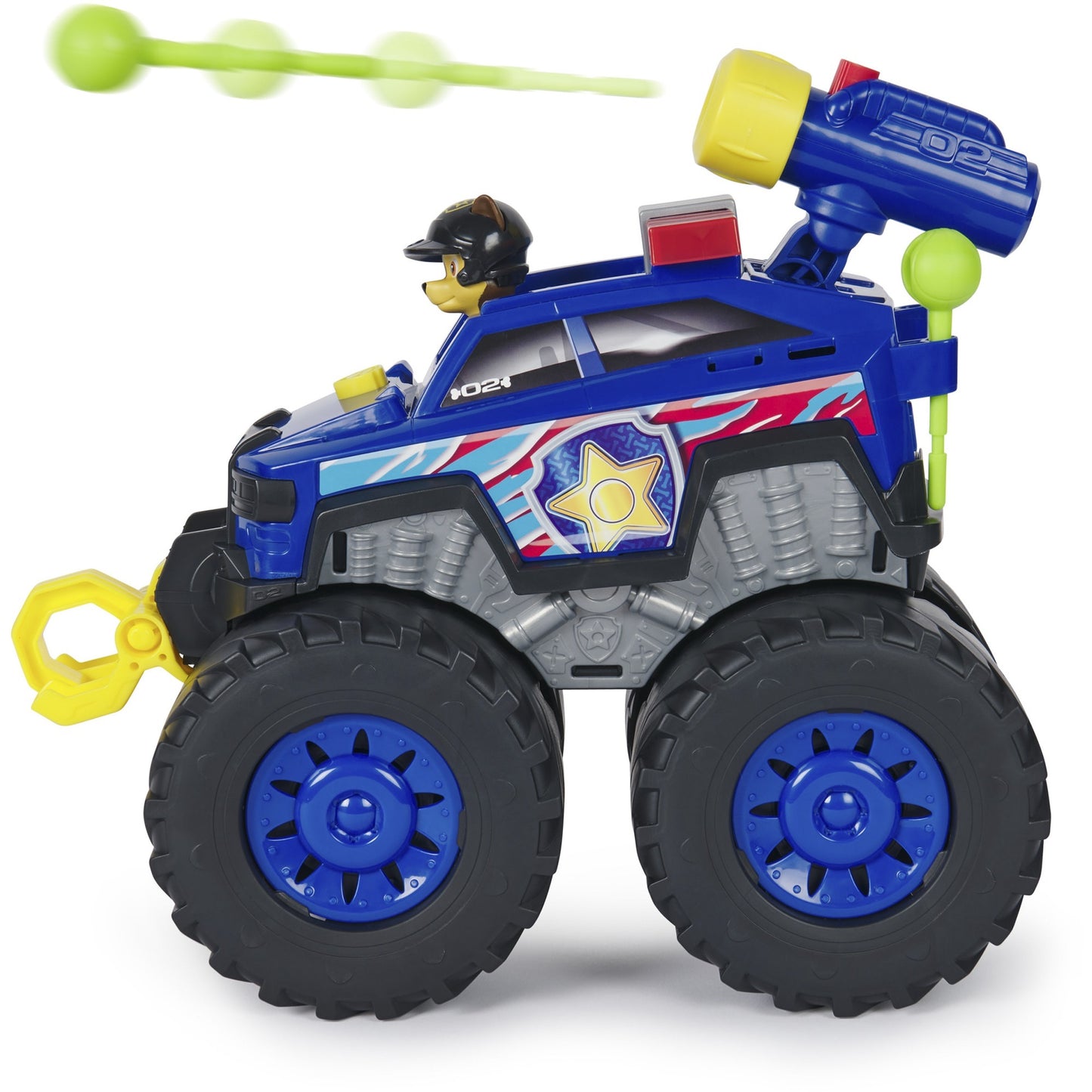 Paw Patrol Rescue Wheels - Chases Deluxe Monstertruck mit Geschoss-Abwurf, motorisierter Seilwinde, Lichtern & Geräuschen, Spielfahrzeug