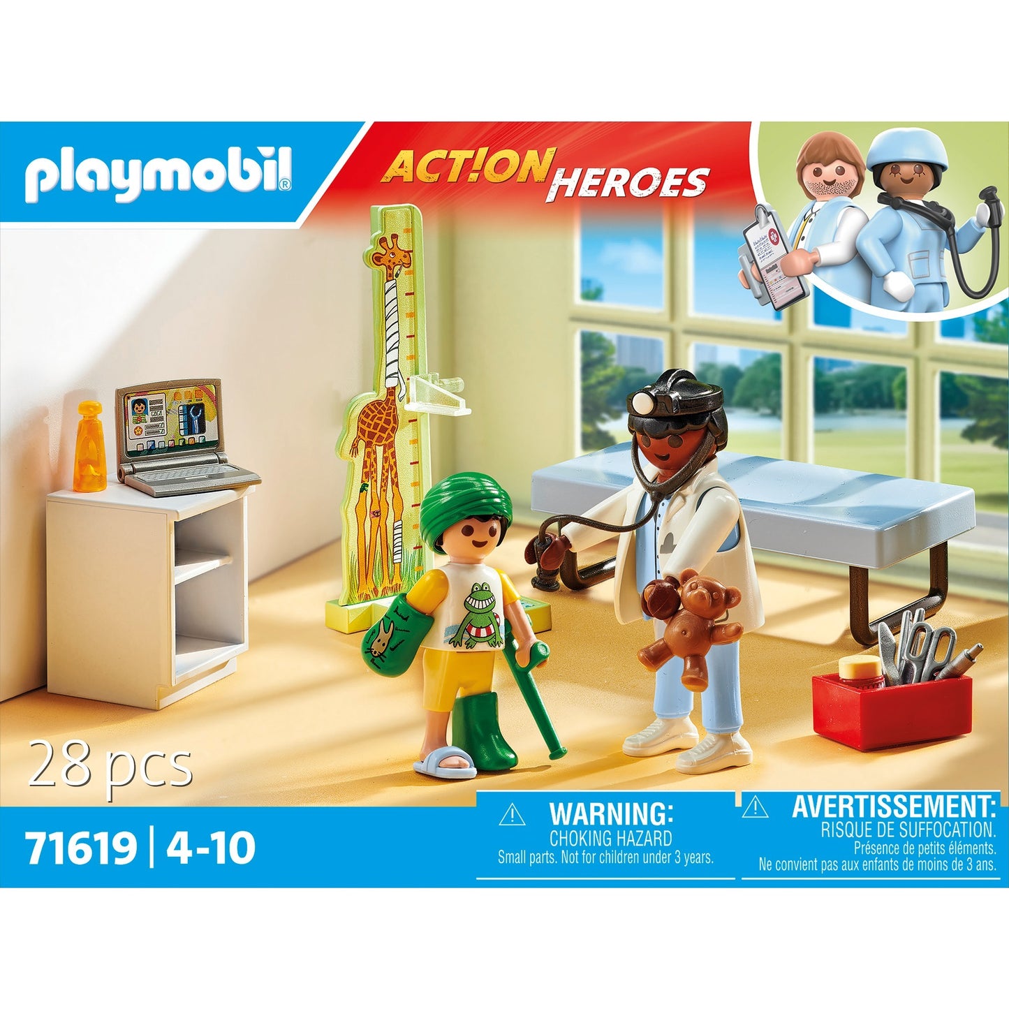 PLAYMOBIL 71619 Action Heroes Kinderarzt mit Teddybär , Konstruktionsspielzeug