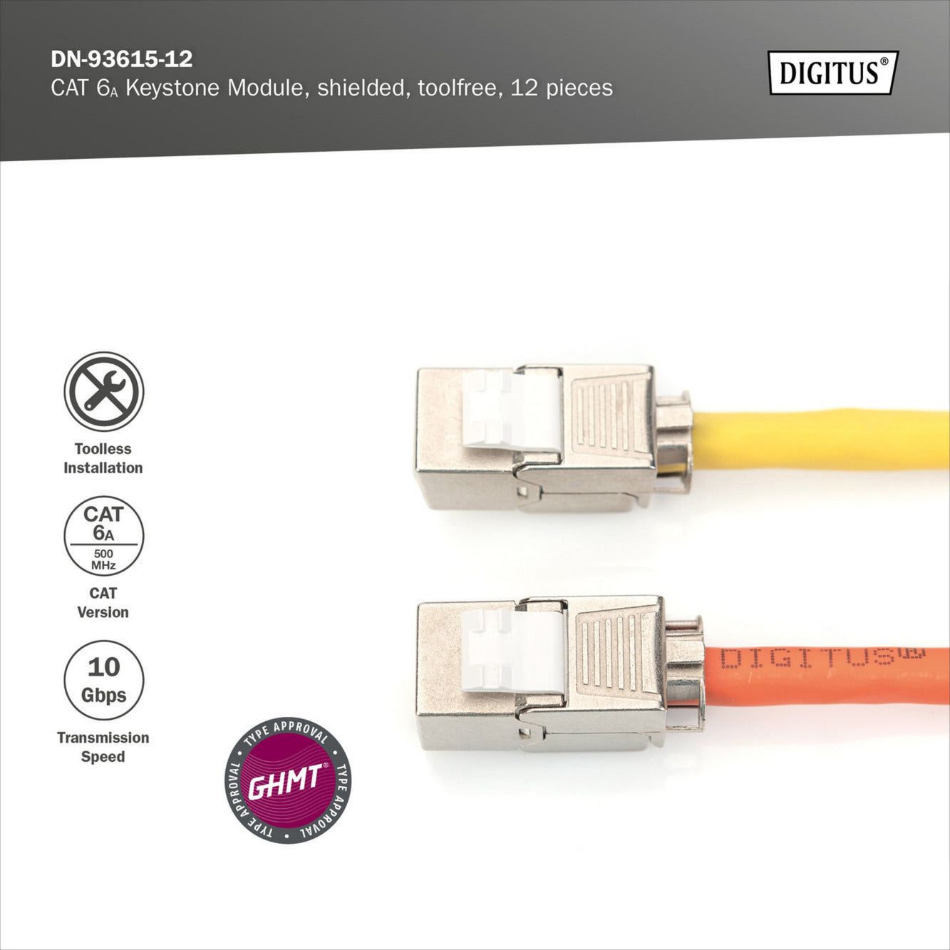 CAT 6A Keystone Modul geschirmt werkzeugfrei 12 Stk., Keystone-Modul