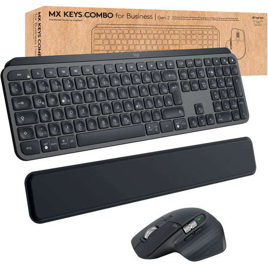 Logitech MX Keys Combo for Business Gen 2 (graphit, DE-Layout, Scherenmechanik, Logi Bolt, Bluetooth, kompatibel mit PC/Mac/iPad/Android)