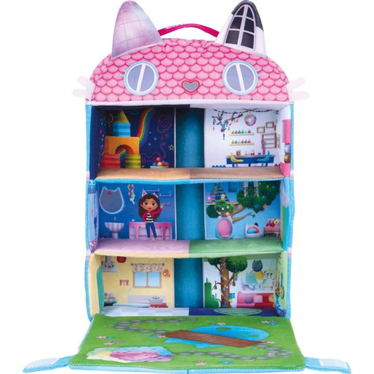 Schmidt Spiele Gabby's Dollhouse: Puppenhaus mit 3 Figuren und Lift aus Plüsch