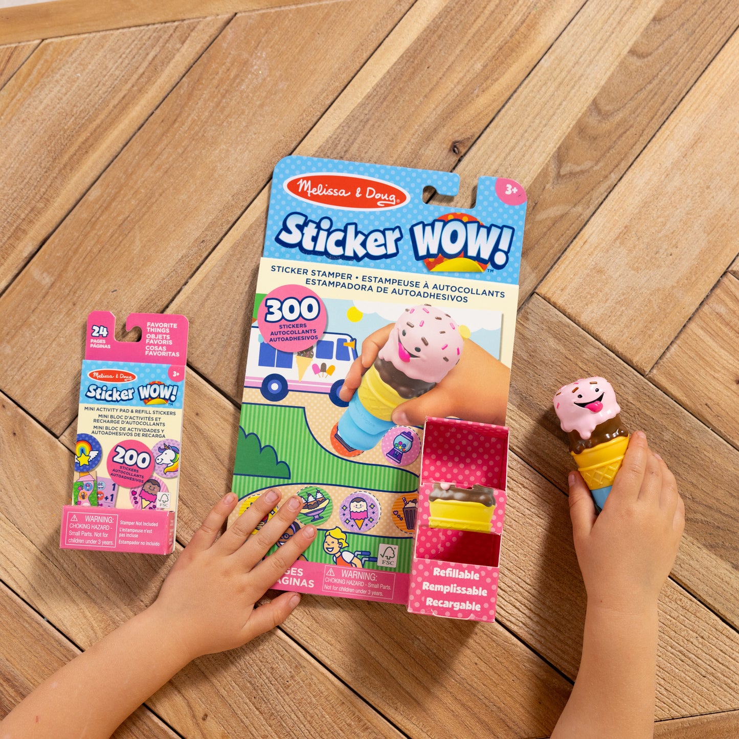 Melissa & Doug - Sticker WOW! Eiscreme Aufkleberstempel & Block, Basteln