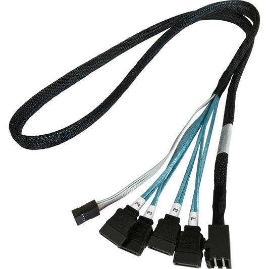 HighPoint Adapterkabel 1x mSAS SFF-8643 > 4x SATA (schwarz, 1 Meter, mit Sideband)