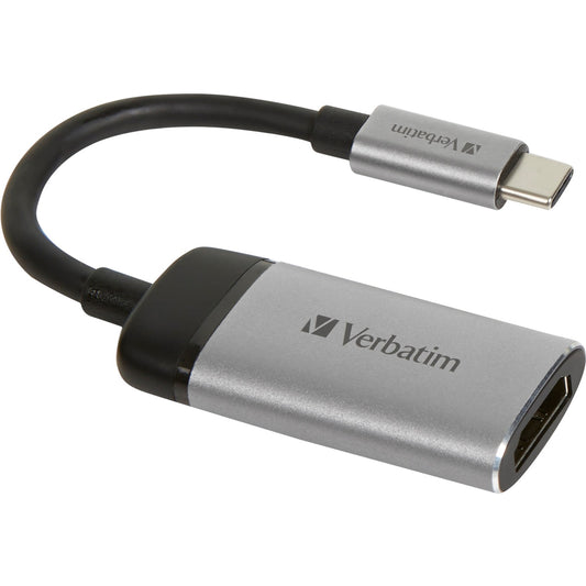 Verbatim USB Adapter, USB-C Stecker > HDMI Buchse (silber/schwarz, 10cm, 4K 60Hz)