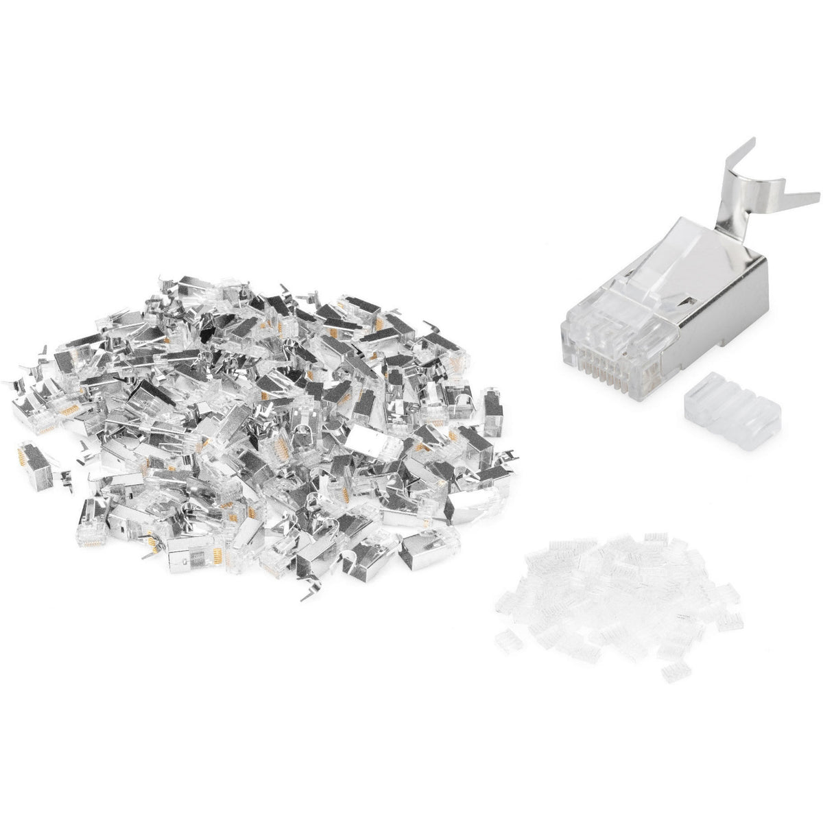 Modularstecker für Rundkabel, CAT 6A, geschirmt, 100 Stück