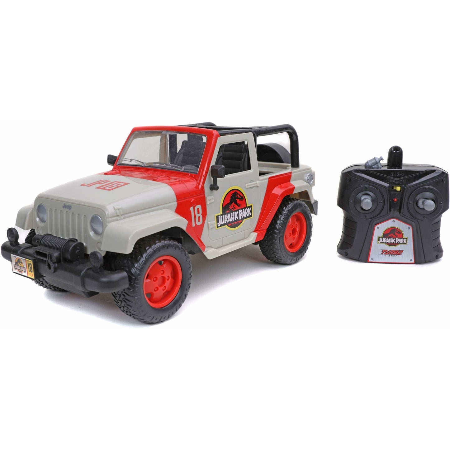 Jada Toys Jurassic Park RC Jeep Wrangler (beige/rot, 1:16)