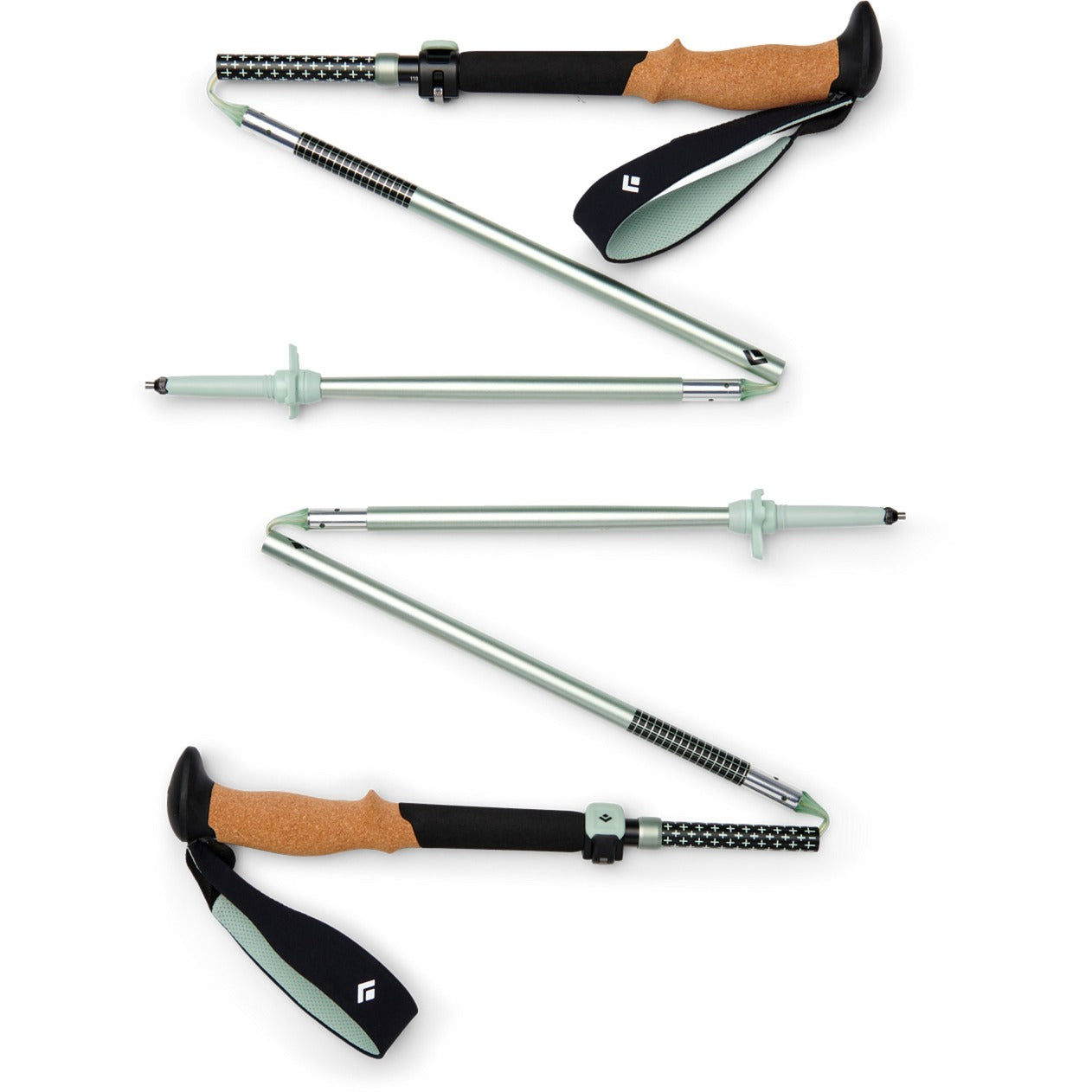 Black Diamond Trekkingstöcke Pursuit FLZ S/M (schwarz/grün, 1 Paar, 110-125 cm)