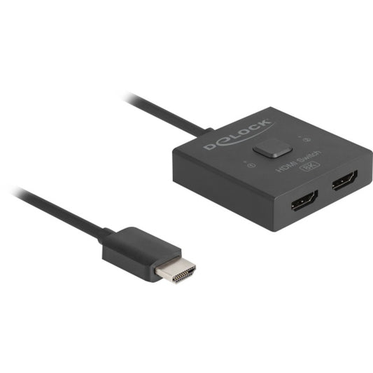 DeLOCK HDMI Switch 2 > 1 bidirektional 8K (schwarz, 50cm Kabel)