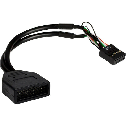 Inter-Tech USB 2.0 Adapter, 19Pin Stecker > 9Pin Buchse (schwarz, 15cm)