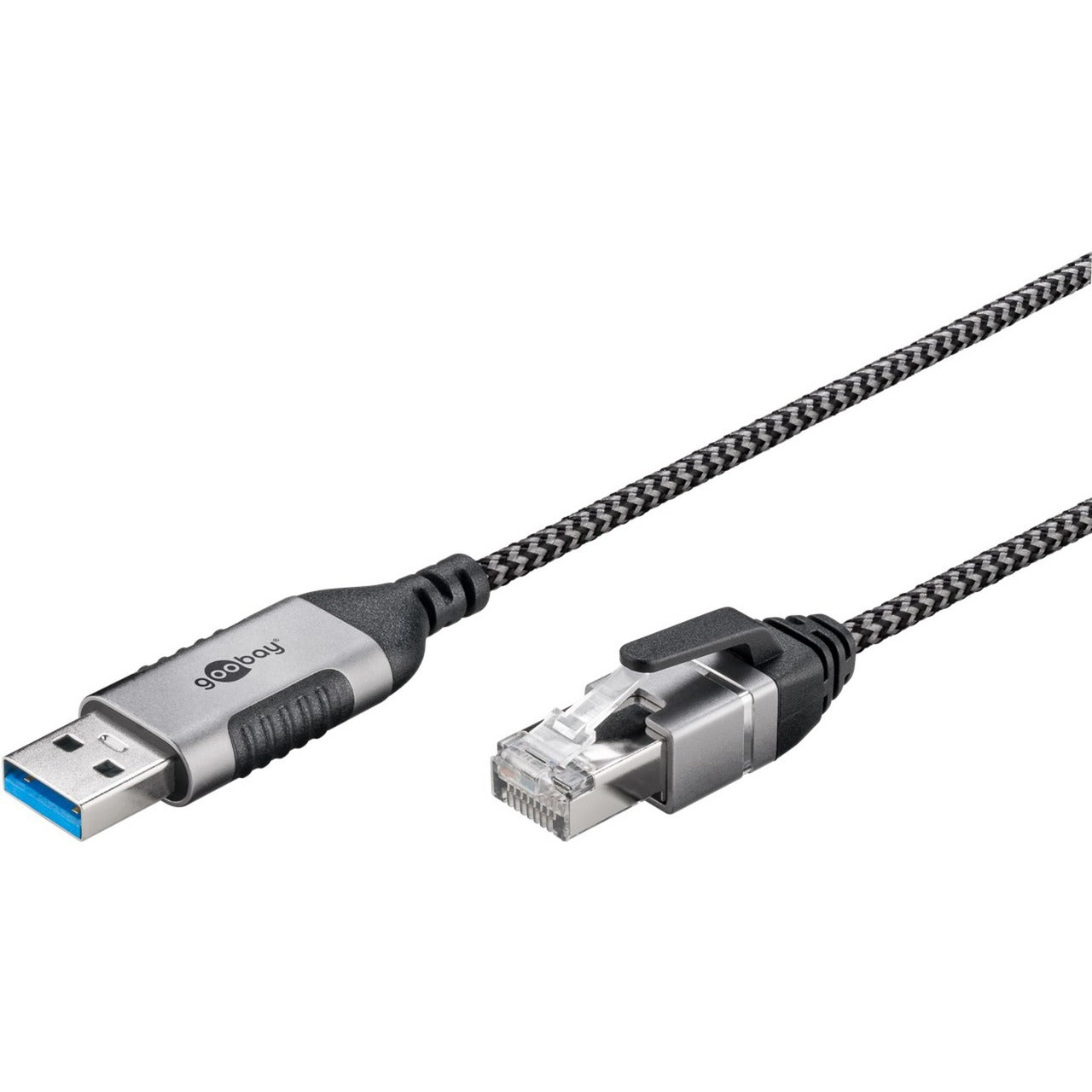 Goobay Ethernet-Adapterkabel USB-A 3.2 Gen1 > RJ-45 (schwarz/grau, 1 Meter)