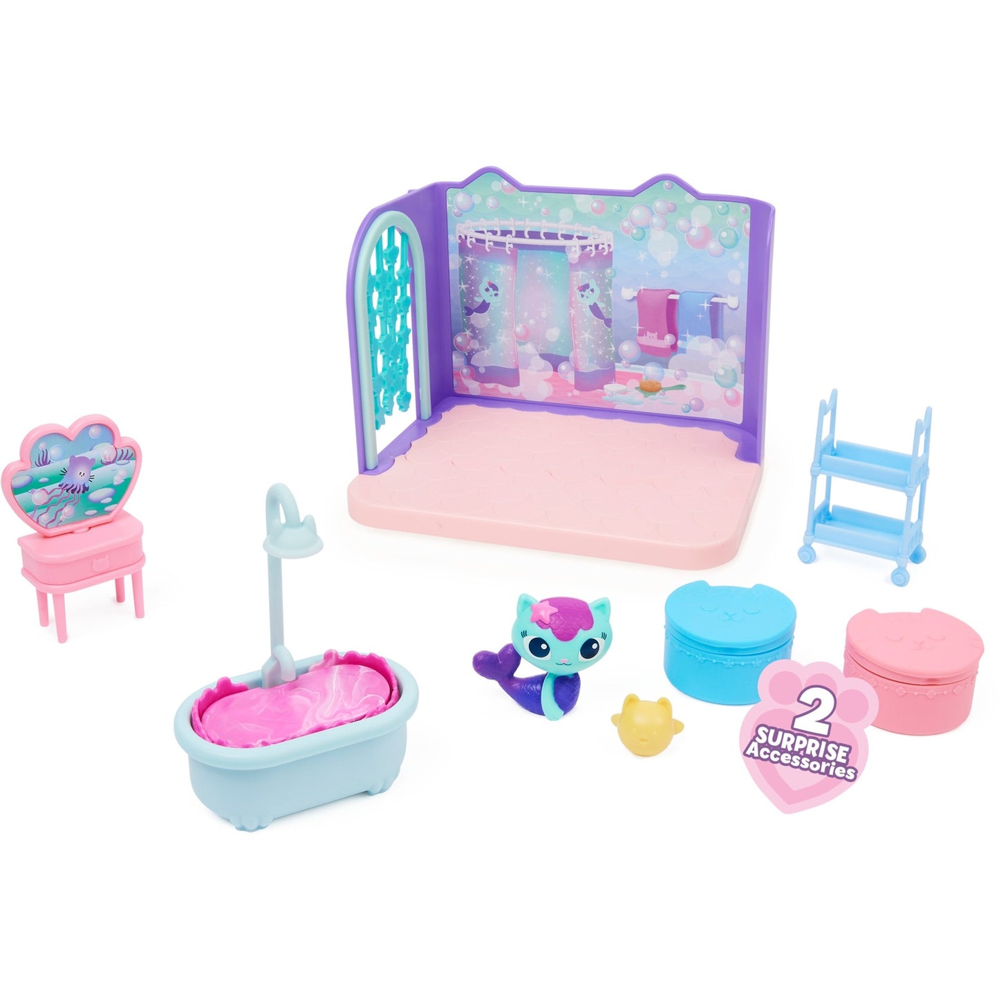 Spinmaster Gabby's Dollhouse Deluxe Room Badezimmer (mit Meerkätzchen-Figur)