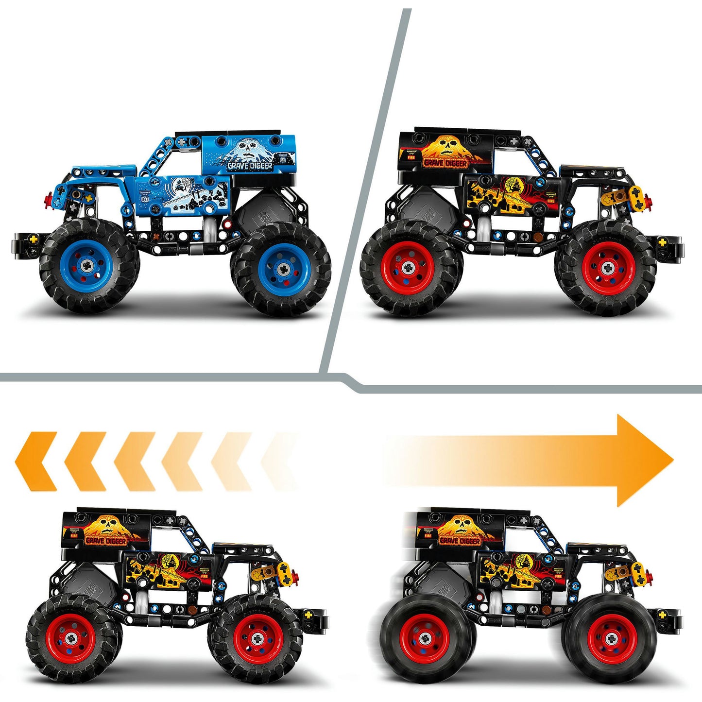 42219 Technic Monster Jam Grave Digger Feuer und Eis, Konstruktionsspielzeug