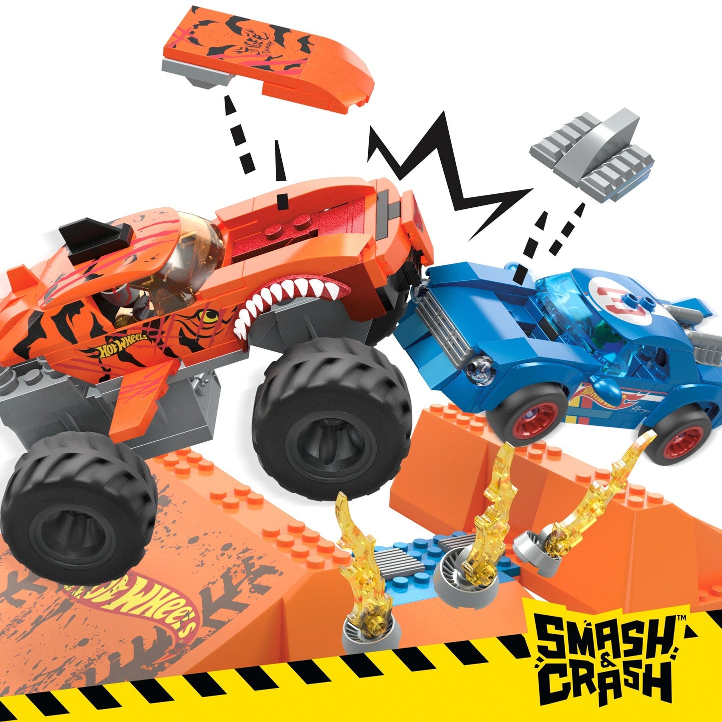 Hot Wheels Monster Trucks Tiger Shark Crash Wettkampf, Spielfahrzeug