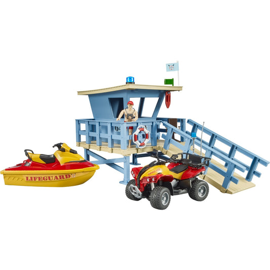 BRUDER bworld Life Guard Station mit Quad und Personal Water Craft