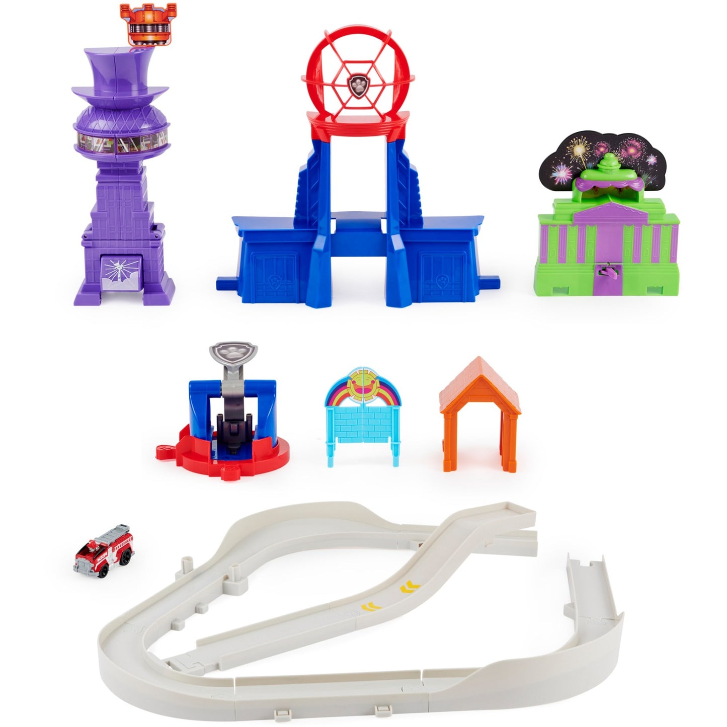 Spin Master Paw Patrol, True Metal Total City Rescue Movie Rennstrecken-Set, Rennbahn