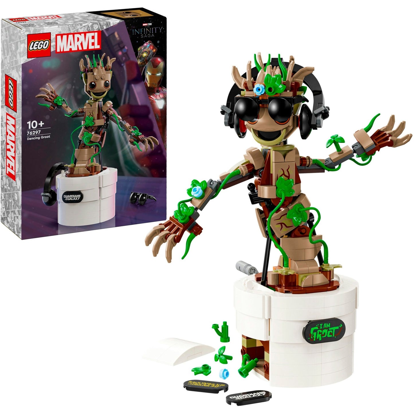 LEGO 76297 Marvel Super Heroes Tanzender Groot, Konstruktionsspielzeug