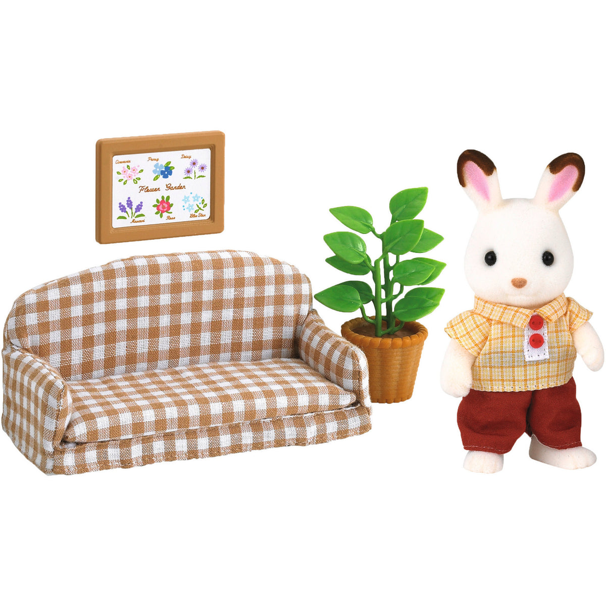 Sylvanian Families - Schokoladenhasen Vater Wohnzimmer Set, Konstruktionsspielzeug
