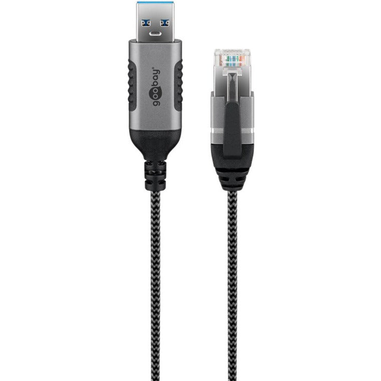 Goobay Ethernet-Adapterkabel USB-A 3.2 Gen1 > RJ-45 (schwarz/grau, 1 Meter)