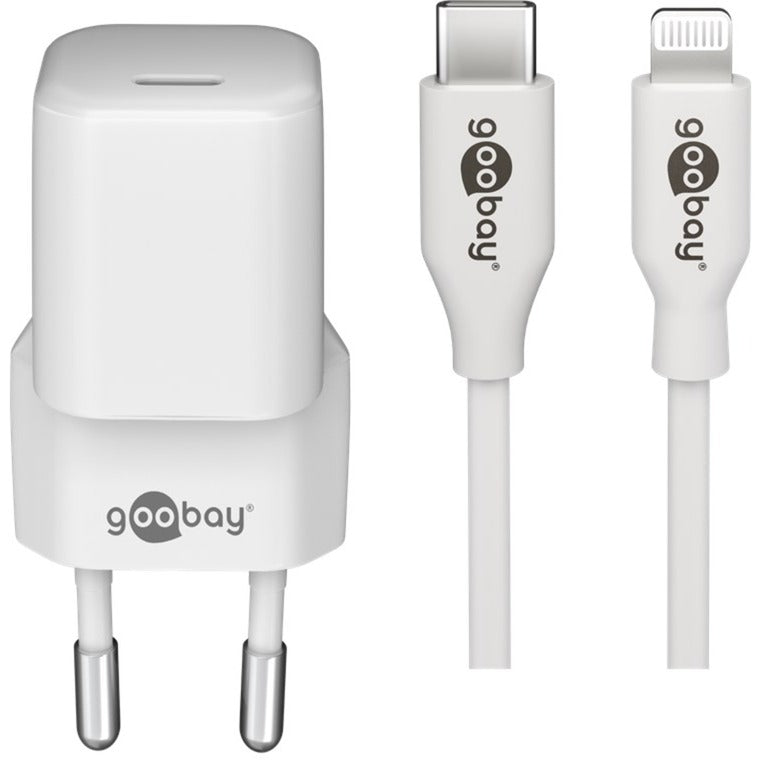 Goobay Apple Lightning / USB-C PD-Ladeset 30 Watt (weiss, 1 Meter Kabel, PD)