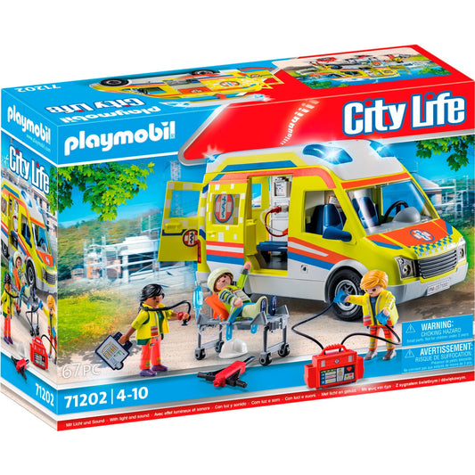 PLAYMOBIL 71202 City Life - Rettungswagen mit Licht und Sound, Konstruktionsspielzeug