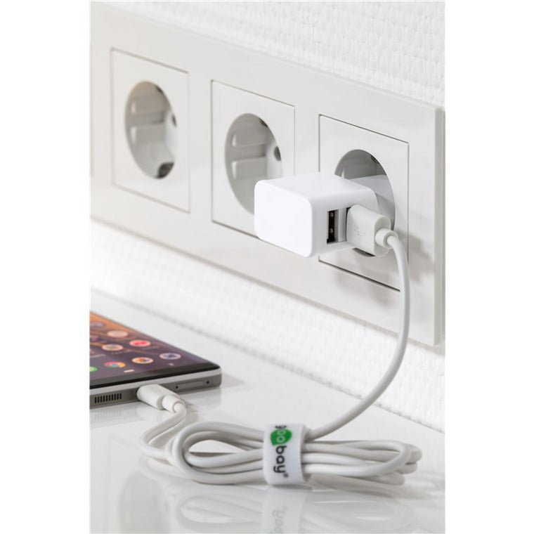 Goobay Micro-USB Dual-Ladeset 18 Watt (weiss, 2,4 A, 1 Meter Kabel USB-A > Micro-USB)