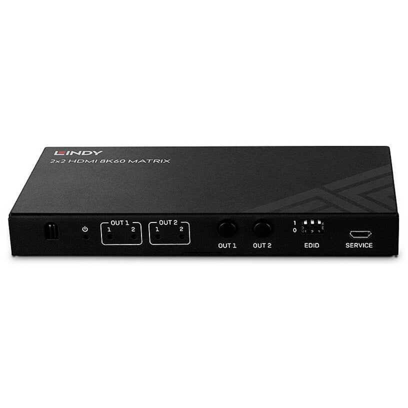 Lindy 2x2 8K60 Matrix HDMI Switch (schwarz, EDID Management, Fernbedienung)