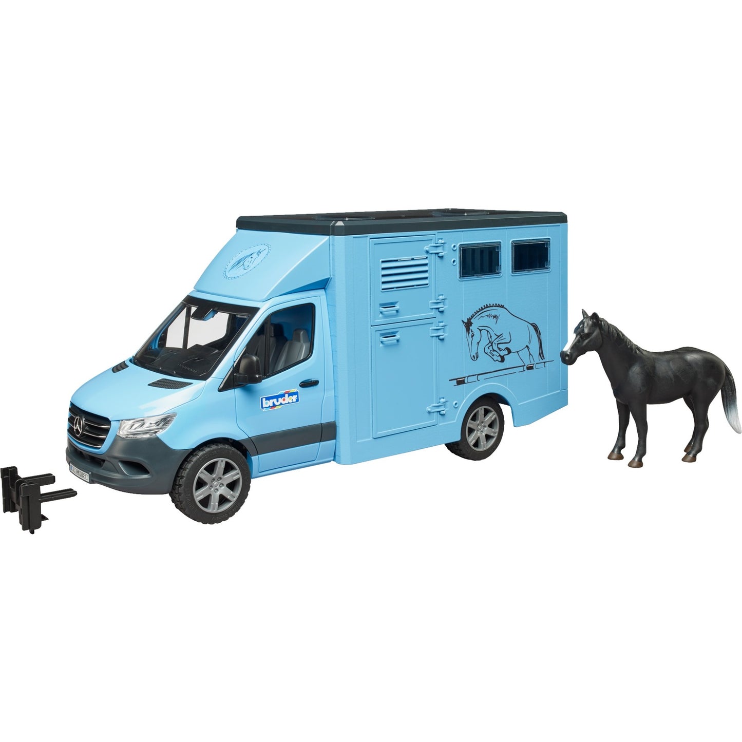 BRUDER MB Sprinter Tiertransporter mit Pferd (blau)