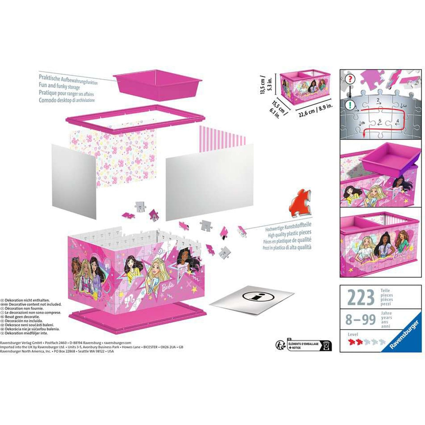 Ravensburger 3D Puzzle Aufbewahrungsbox Barbie (mehrfarbig)