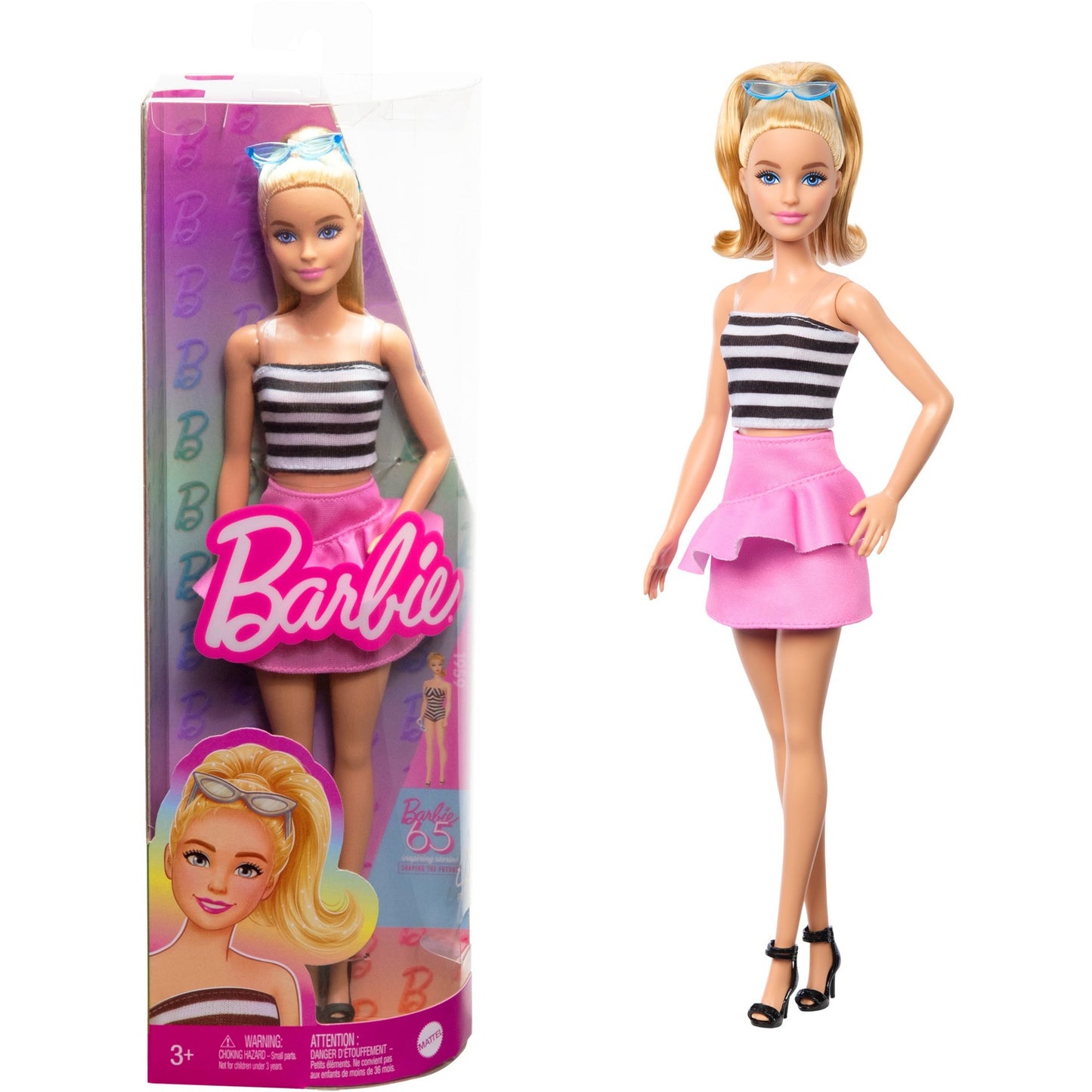 Barbie Barbie Fashionistas-Puppe mit schwarz-weissem Oberteil und pinkem Rock