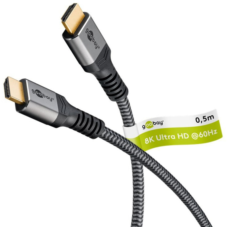 Goobay Plus Ultra High-Speed HDMI-Kabel, 8K @ 60Hz (grau, 0,5 Meter)