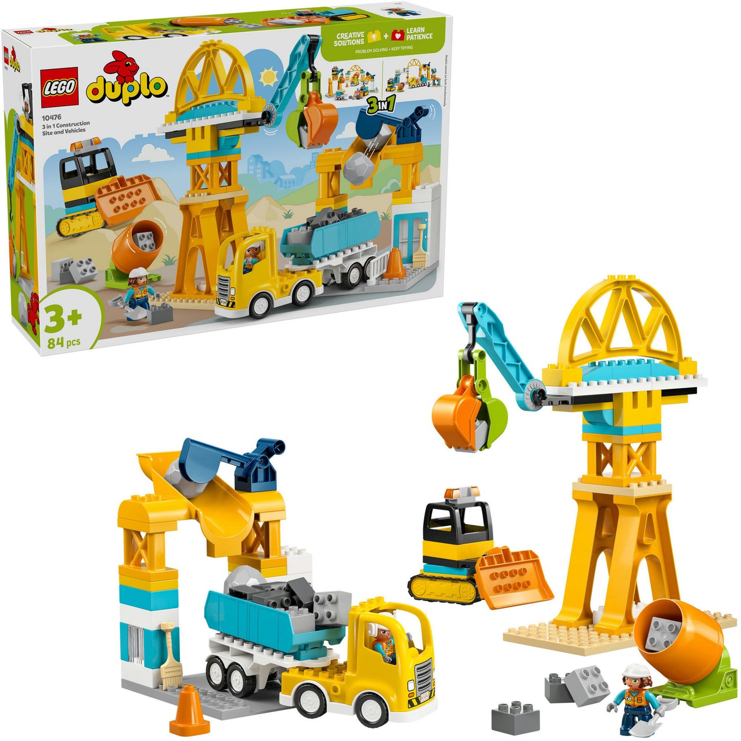 10476 DUPLO Town Baustelle mit Baufahrzeugen - 3-in-1-Set, Konstruktionsspielzeug