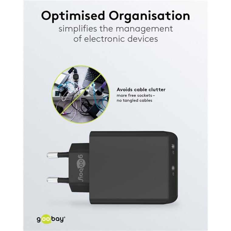 Goobay USB-C Dual-Schnellladegerät 36 Watt (schwarz, 2x USB-C, Power Delivery)
