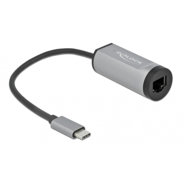 DeLOCK USB 3.2 Gen 1 Adapter, USB-C Stecker > RJ-45 Buchse + USB-C Buchse (grau, 15,5cm, Gigabit LAN, PD, Laden mit bis zu 60 Watt)