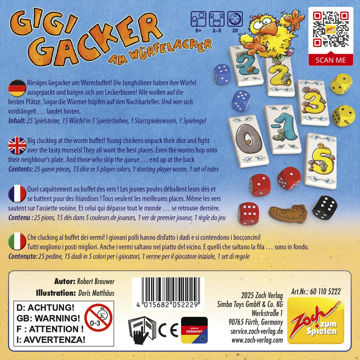Gigi Gacker am Würfelacker, Brettspiel