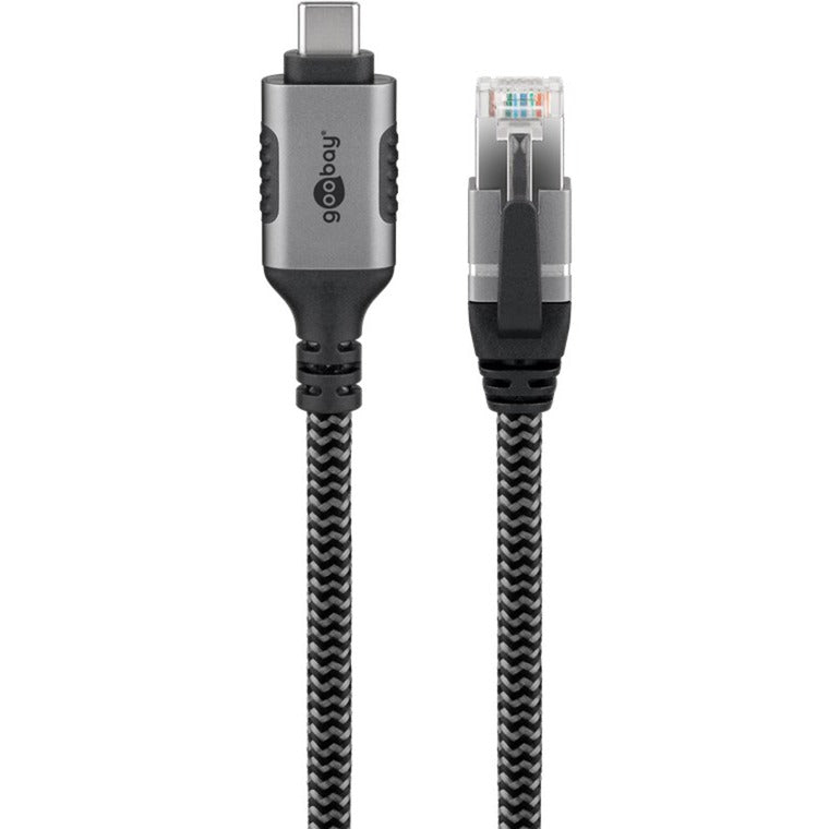 Goobay Ethernet-Kabel USB-C 3.2 Gen1 Stecker > RJ-45 Stecker (schwarz/silber, 1,5 Meter)