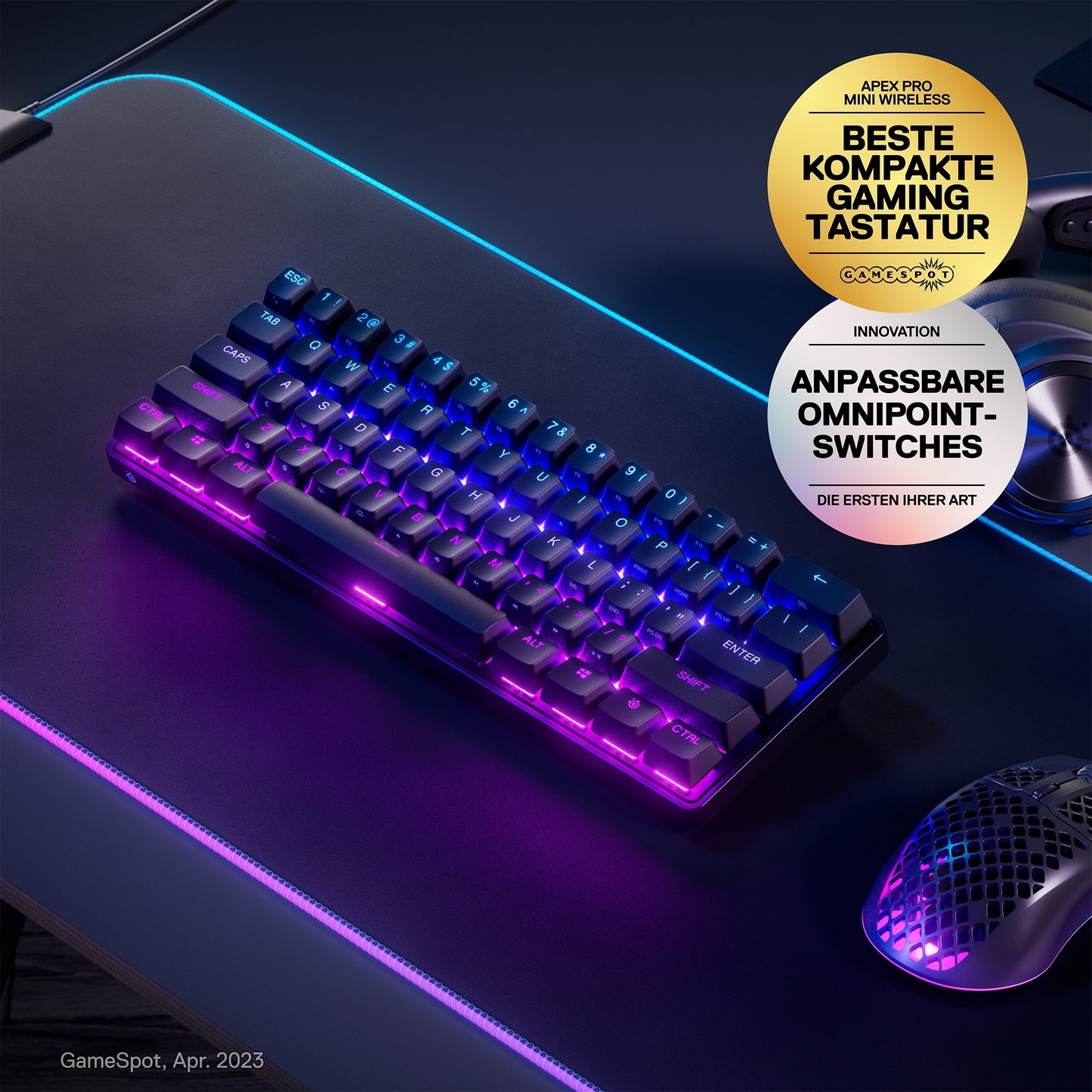 Steelseries Apex Pro Mini Wireless (schwarz, DE-Layout, SteelSeries OmniPoint 2.0)