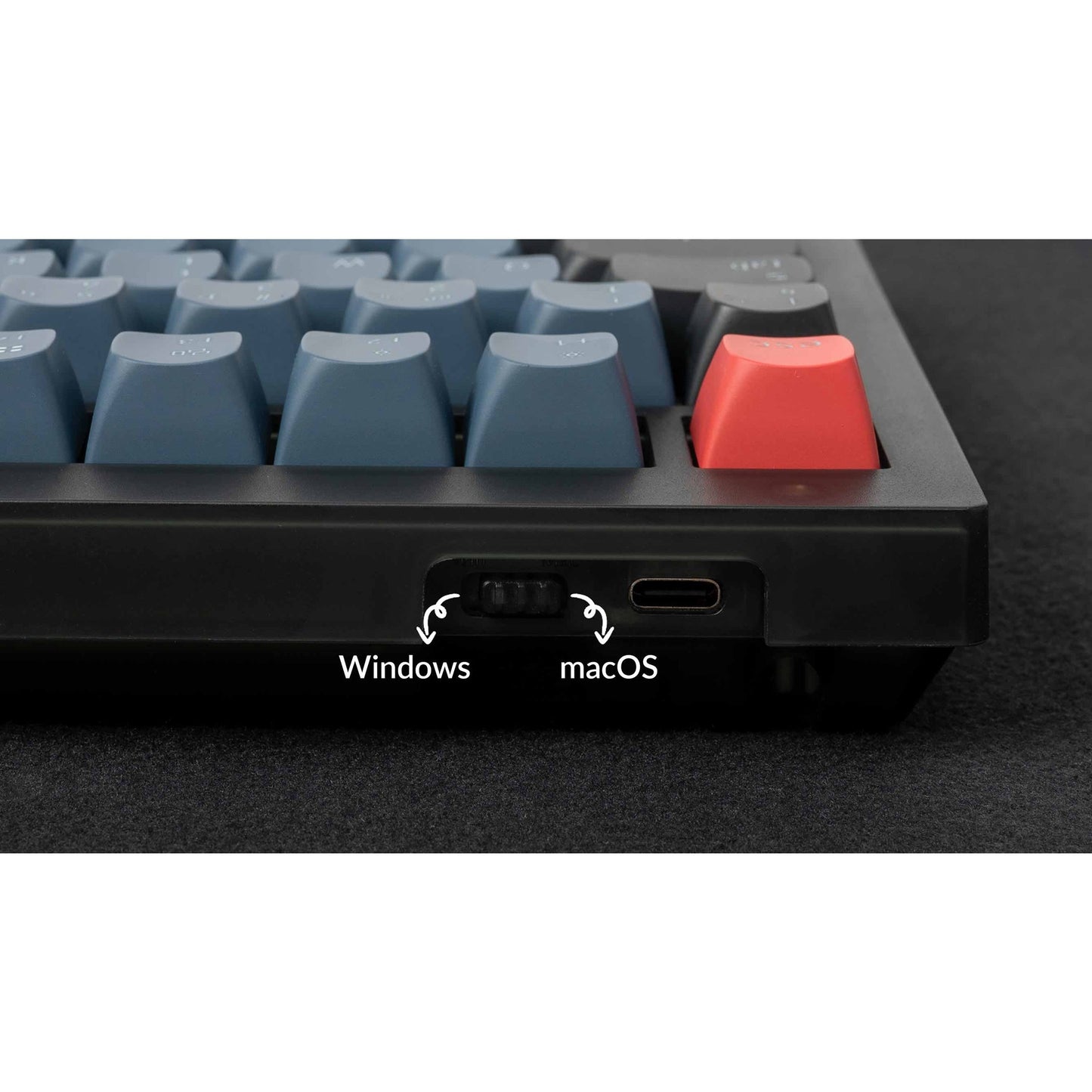 Keychron V1 Knob (schwarz/blaugrau, DE-Layout, Keychron K Pro Red, Hot-Swap, RGB, PBT)