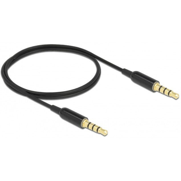 DeLOCK Klinkenkabel 3,5mm 4Pin > 3,5mm 4Pin Stecker Ultra Slim (schwarz, 0,5 Meter)