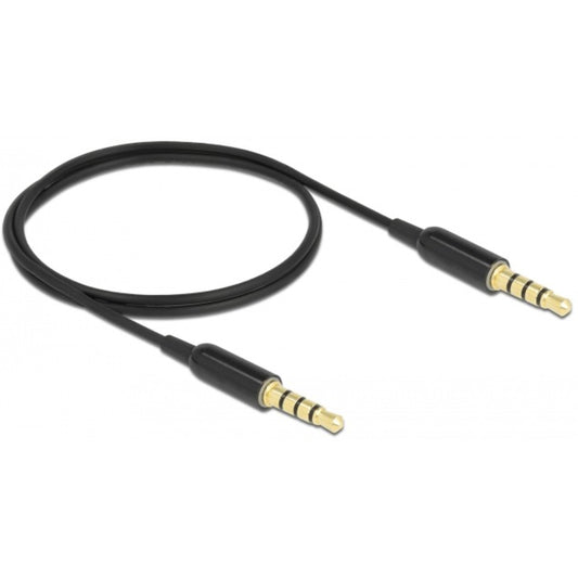 DeLOCK Klinkenkabel 3,5mm 4Pin > 3,5mm 4Pin Stecker Ultra Slim (schwarz, 0,5 Meter)
