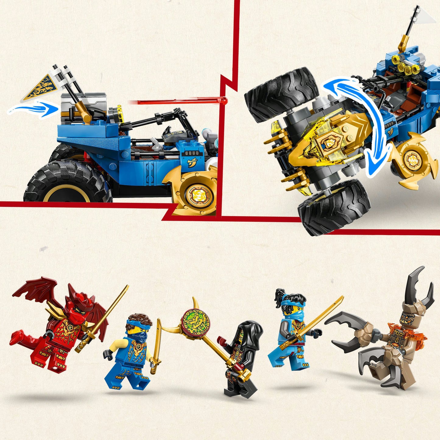 71856 Ninjago Jays Transformationsflitzer, Konstruktionsspielzeug