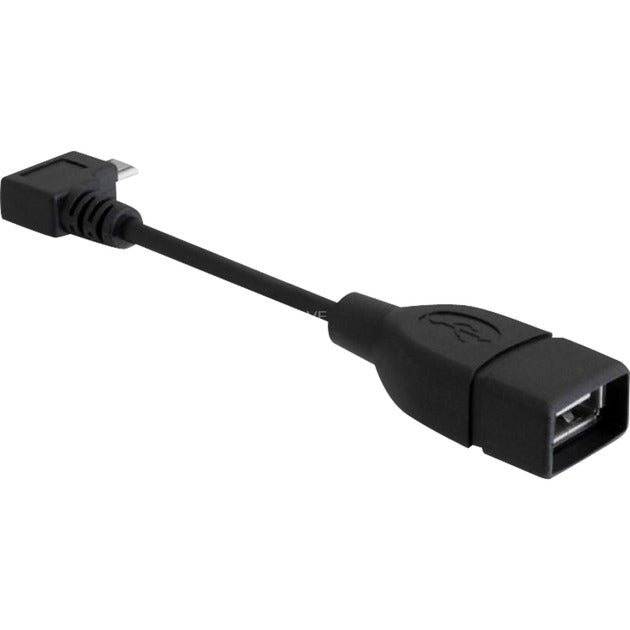 DeLOCK USB 2.0 Adapter, Micro USB Stecker 90° > USB-A Buchse (schwarz, 11cm, OTG Funktion (On-The-Go), rechts / links abgewinkelt)