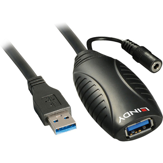 Lindy USB 3.2 Gen 1 Aktivverlängerungskabel, USB-A Stecker > USB-A Buchse (schwarz, 15 Meter)