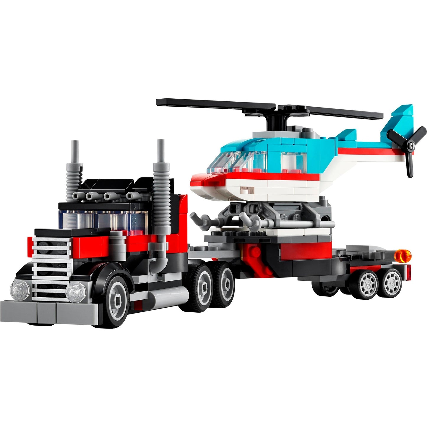 LEGO 31146 Creator 3-in-1 Tieflader mit Hubschrauber, Konstruktionsspielzeug