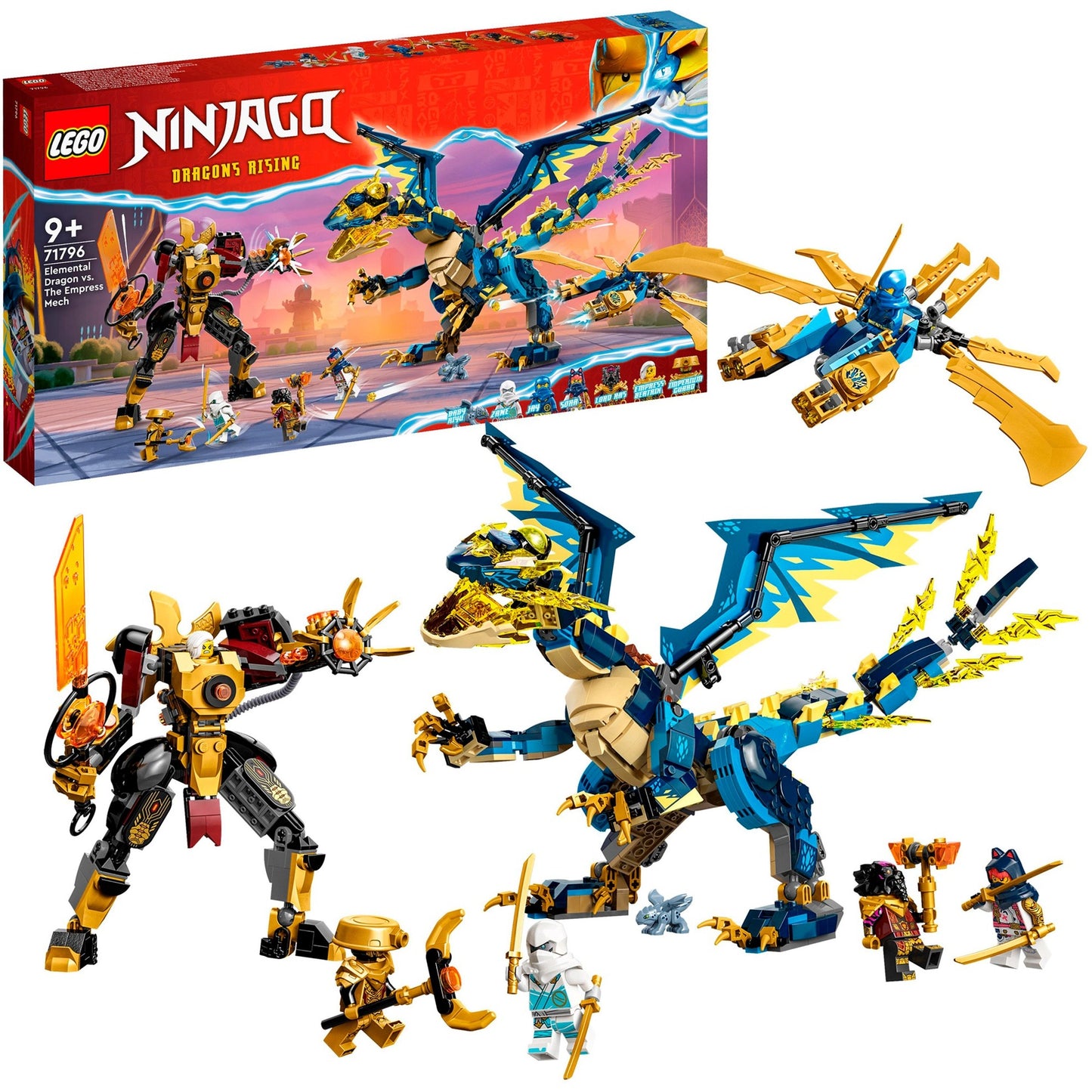 LEGO 71796 Ninjago Kaiserliches Mech-Duell gegen den Elementardrachen, Konstruktionsspielzeug