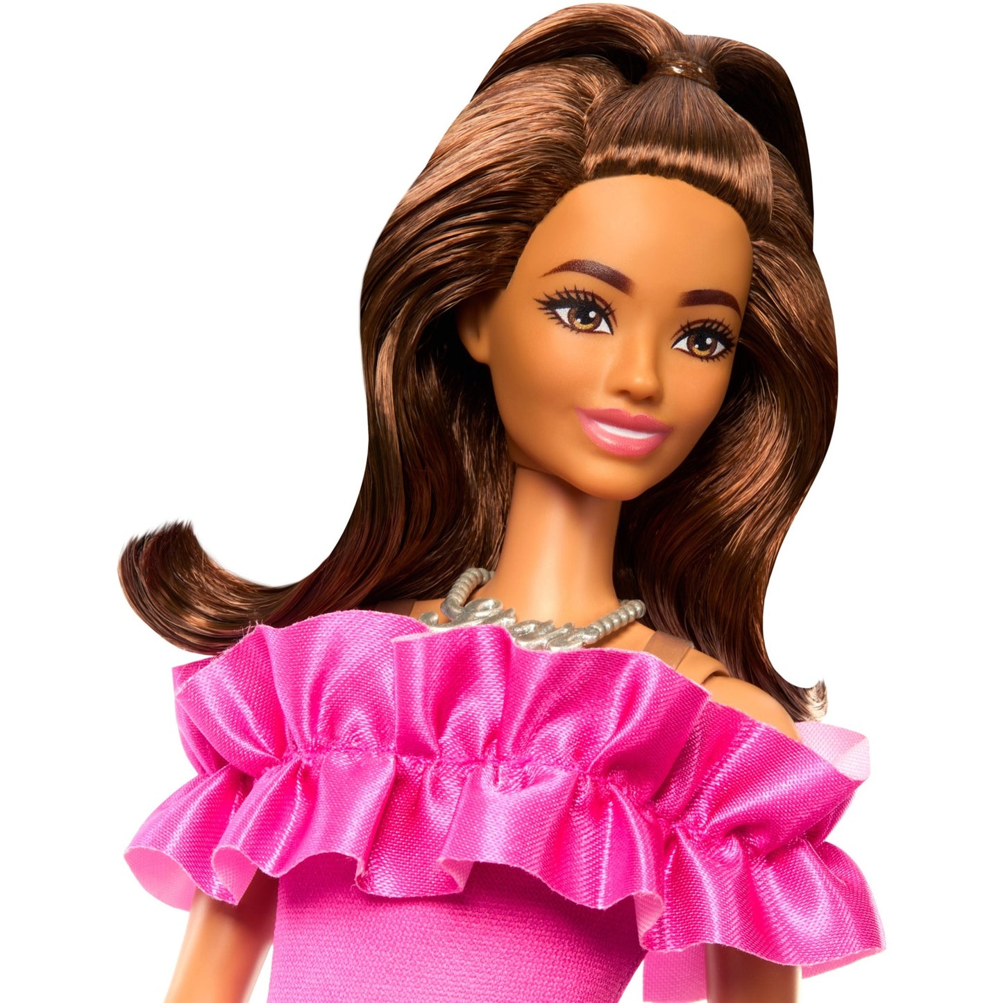 Barbie Barbie Fashionistas-Puppe mit pinkfarbenem Kleid mit Rüschenausschnitt