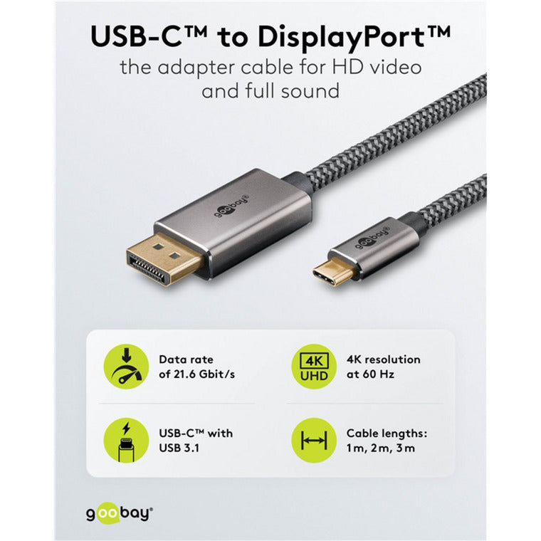 USB Adapterkabel, USB-C Stecker > DisplayPort Stecker, 4K 60Hz