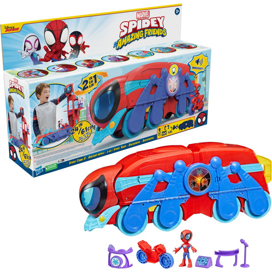 Hasbro Marvel Spidey and His Amazing Friends 2-in-1 Spider Raupe, Spielfahrzeug