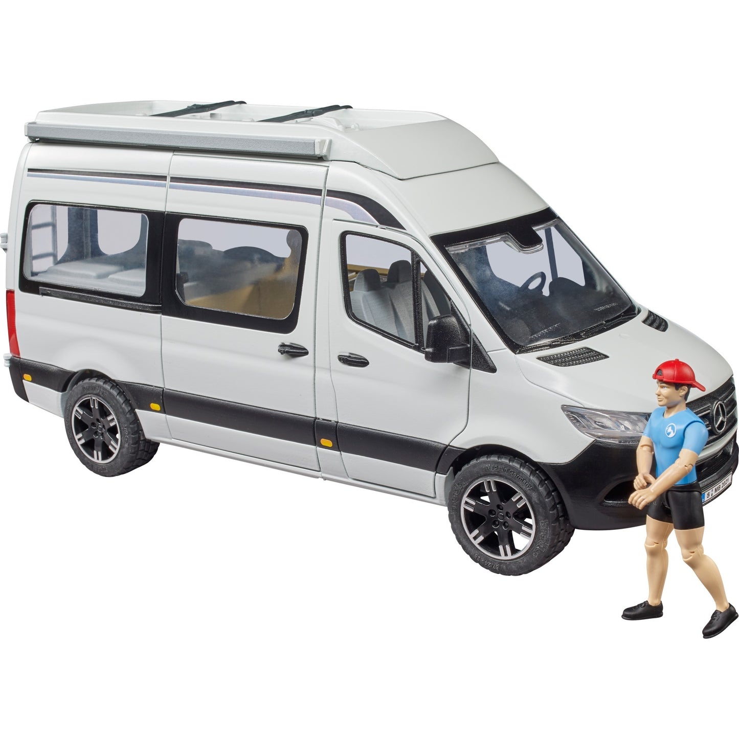 BRUDER Mercedes Benz Sprinter Camper mit Fahrer (weiss/schwarz)